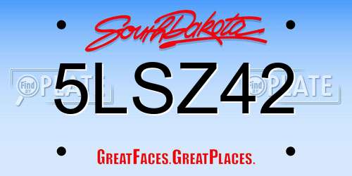 5LSZ42 South Dakota License Plate
