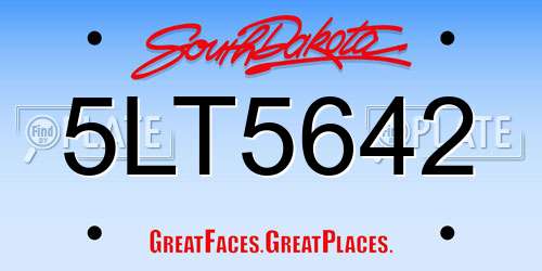 5LT5642 South Dakota License Plate