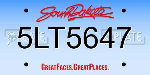 5LT5647 South Dakota License Plate