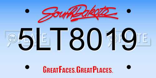 5LT8019 South Dakota License Plate