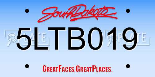5LTB019 South Dakota License Plate