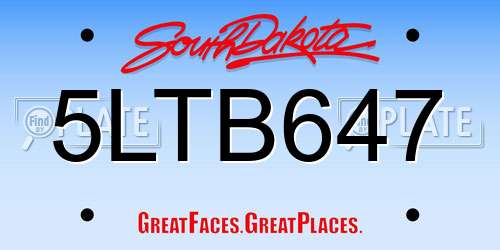 5LTB647 South Dakota License Plate