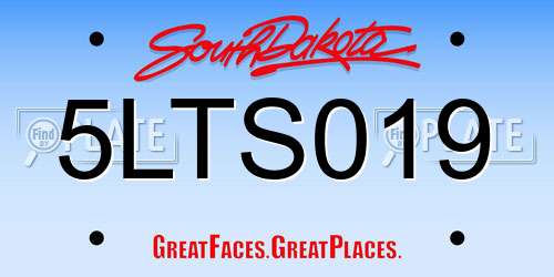 5LTS019 South Dakota License Plate
