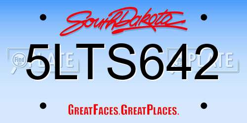 5LTS642 South Dakota License Plate