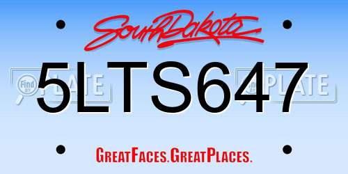 5LTS647 South Dakota License Plate