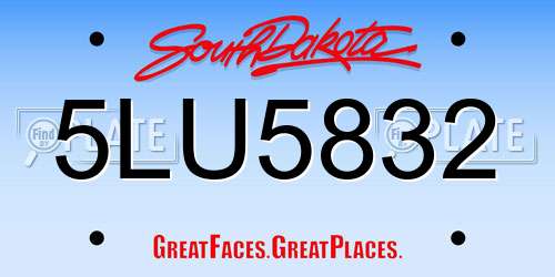 5LU5832 South Dakota License Plate