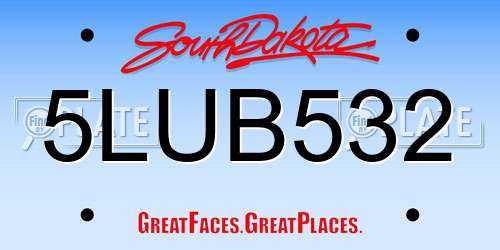 5LUB532 South Dakota License Plate