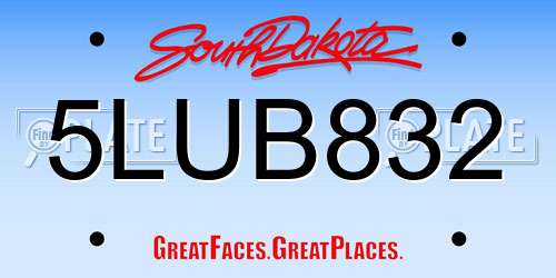 5LUB832 South Dakota License Plate