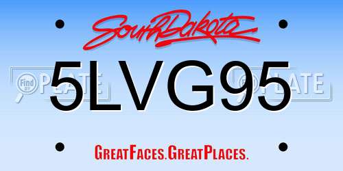 5LVG95 South Dakota License Plate
