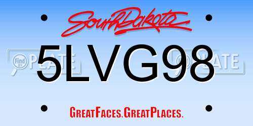 5LVG98 South Dakota License Plate