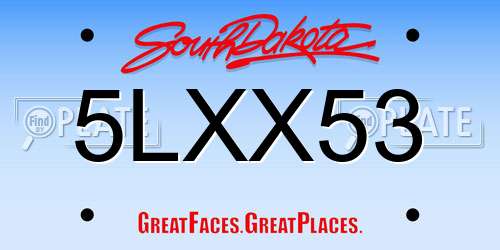 5LXX53 South Dakota License Plate