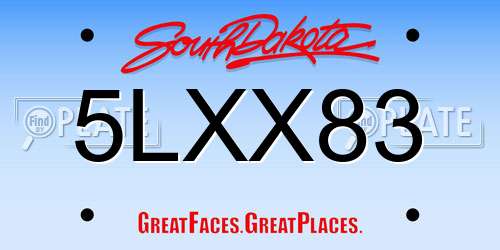 5LXX83 South Dakota License Plate