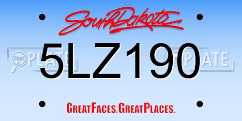 5LZ190 South Dakota License Plate