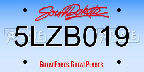 5LZB019 South Dakota License Plate