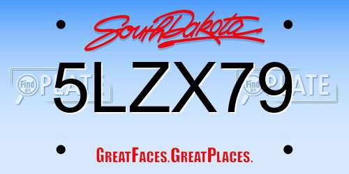 5LZX79 South Dakota License Plate