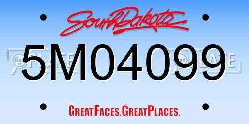 5M04099 South Dakota License Plate