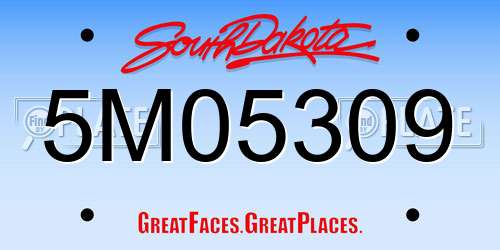 5M05309 South Dakota License Plate