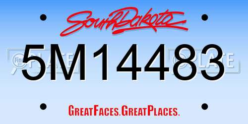 5M14483 South Dakota License Plate