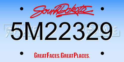 5M22329 South Dakota License Plate