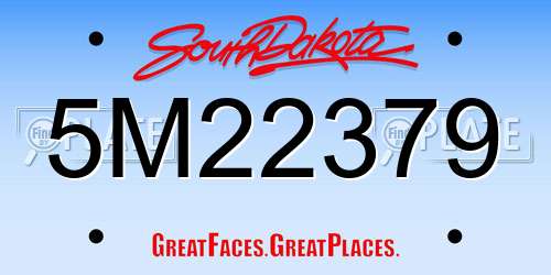 5M22379 South Dakota License Plate