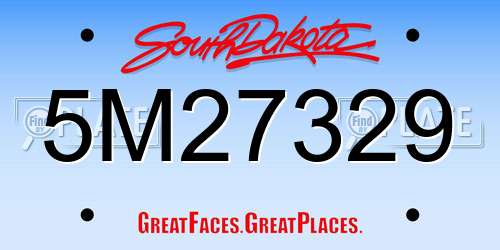 5M27329 South Dakota License Plate