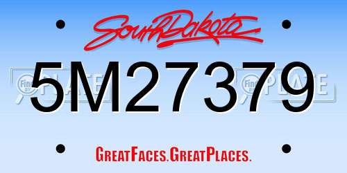 5M27379 South Dakota License Plate