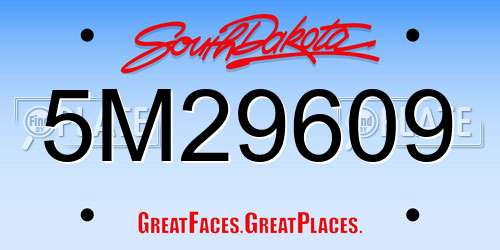 5M29609 South Dakota License Plate