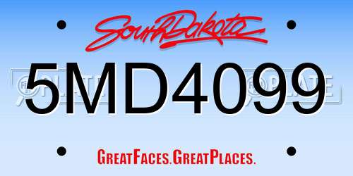 5MD4099 South Dakota License Plate