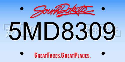 5MD8309 South Dakota License Plate
