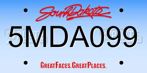 5MDA099 South Dakota License Plate