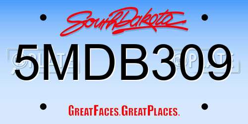 5MDB309 South Dakota License Plate