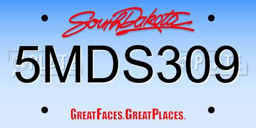 5MDS309 South Dakota License Plate