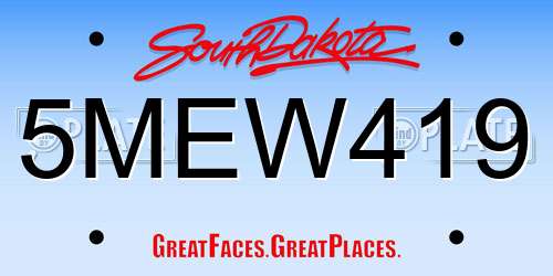 5MEW419 South Dakota License Plate