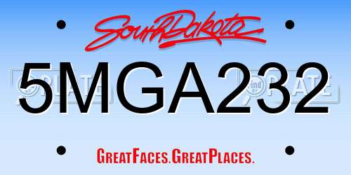 5MGA232 South Dakota License Plate
