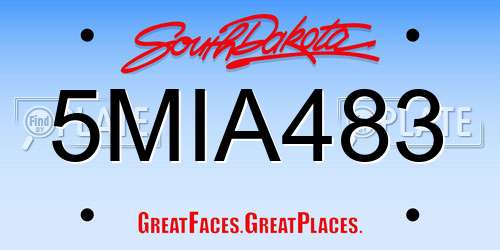 5MIA483 South Dakota License Plate