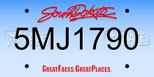 5MJ1790 South Dakota License Plate
