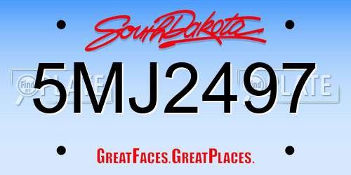 5MJ2497 South Dakota License Plate
