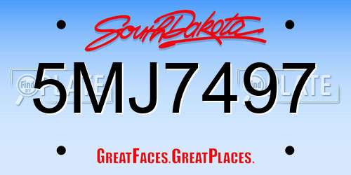 5MJ7497 South Dakota License Plate