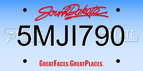 5MJI790 South Dakota License Plate