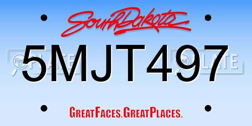 5MJT497 South Dakota License Plate