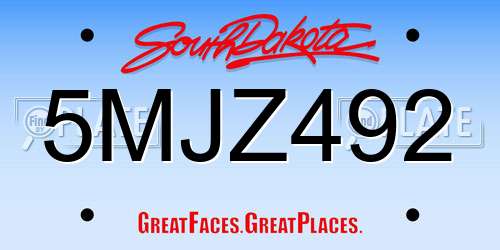 5MJZ492 South Dakota License Plate
