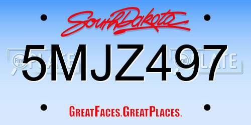 5MJZ497 South Dakota License Plate