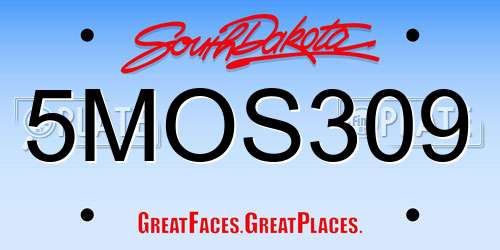 5MOS309 South Dakota License Plate
