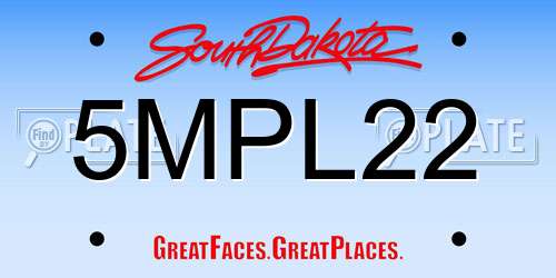 5MPL22 South Dakota License Plate