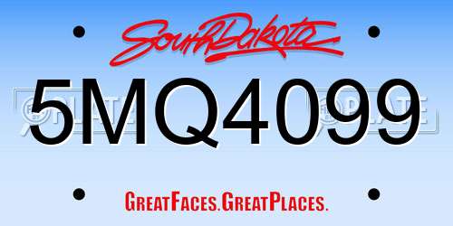 5MQ4099 South Dakota License Plate