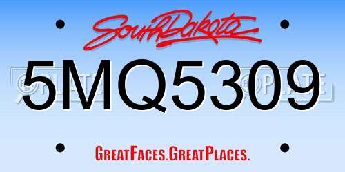 5MQ5309 South Dakota License Plate