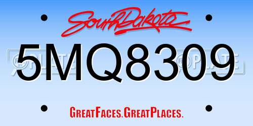 5MQ8309 South Dakota License Plate