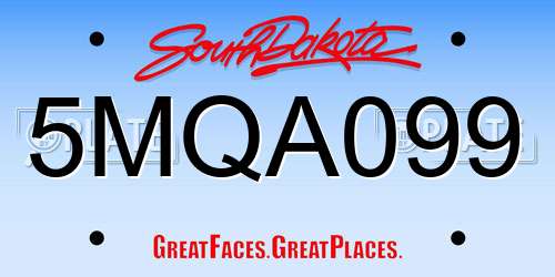 5MQA099 South Dakota License Plate