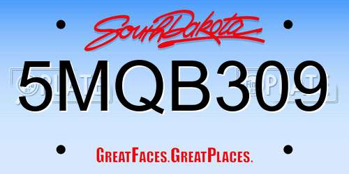 5MQB309 South Dakota License Plate