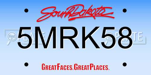 5MRK58 South Dakota License Plate